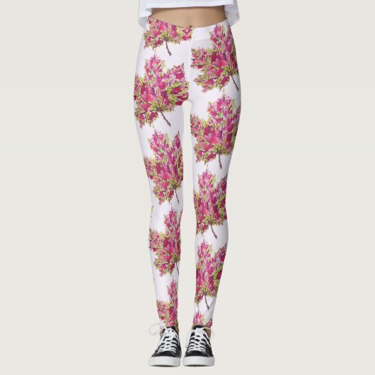 秋の葉カラフル水の色ぼほ レギンス (正面)