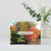 秋の葉シーズンの新しい住所はがき ポストカード (スタンド正面)