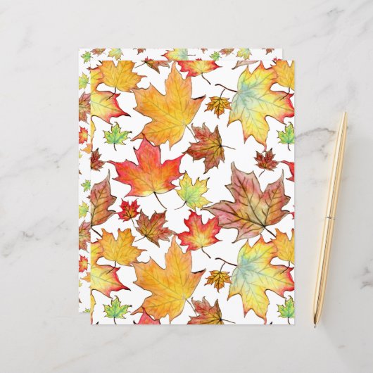 秋の葉スクラップブック紙 (正面/裏面インサイチュ)