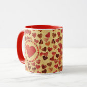 秋の葉ハートオンオールド紙マググ マグカップ (正面左)