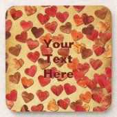 秋の葉ハートオンオールド紙 コースター (正面)