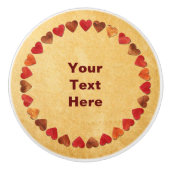 秋の葉ハートオンオールド紙 セラミックノブ (正面)