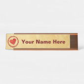 秋の葉ハートオンオールド紙 デスクネームプレート (正面)