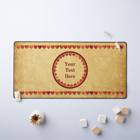 秋の葉ハートオンオールド紙 デスクマット (キッズテーブル)