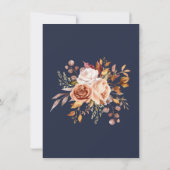 秋の葉フラワーネイビーブルーサンキューカード 招待状 (裏面)