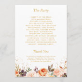 秋の葉フローラ金ゴールド紙吹雪結婚式 プログラム (裏面)