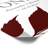 秋の葉ブルゴーニュ葉ーのテーブル番号 ポスター (角)