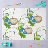 秋の葉ホワイトカボチャのフローラ緑 薄葉紙 (クラフト)