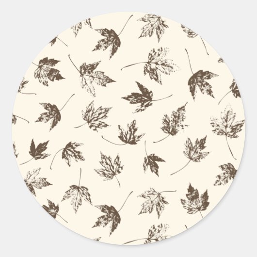 秋の葉メープルクリーム – シームレスなパターン。 ラウンドシール (正面)