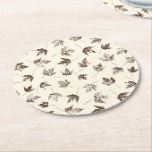 秋の葉メープルクリーム – シームレスなパターン。 ラウンドペーパーコースター (アングル)