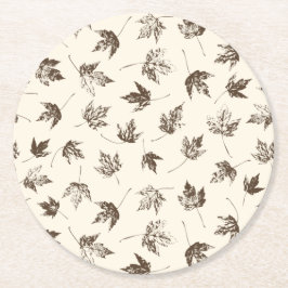秋の葉メープルクリーム – シームレスなパターン。 ラウンドペーパーコースター
