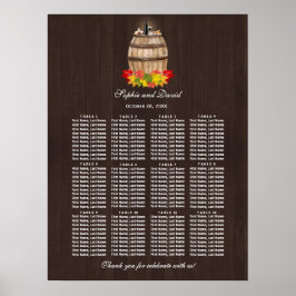 秋の葉ワインバレルビンヤードのシーティングチャート ポスター