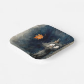 秋の葉付きスクラッフィーの黒い路地 ペーパープレート (傾斜あり)