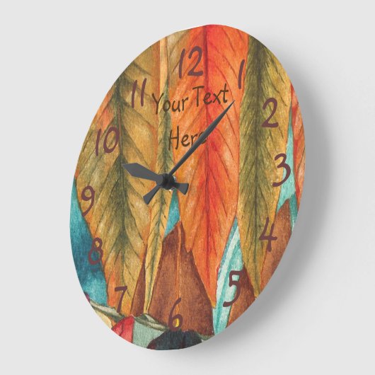 秋の葉付き同時代のカラフルの木 ラージ壁時計 (傾斜)