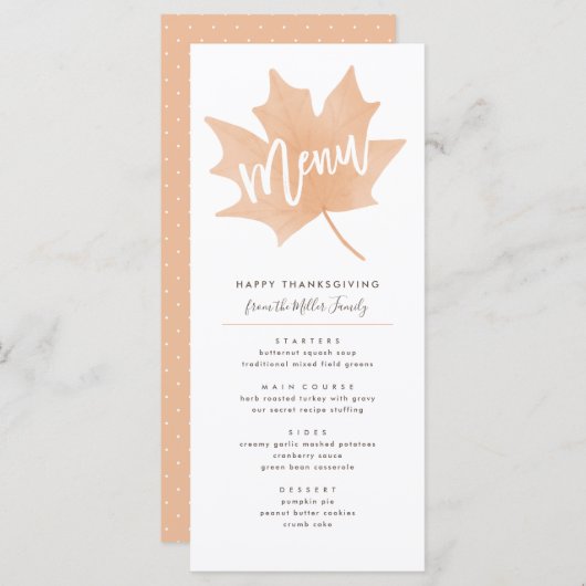 秋の葉感謝祭シックメニュー メニュー (正面/裏面)