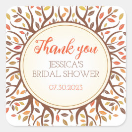 秋の葉木秋ブライダルシャワー スクエアシール
