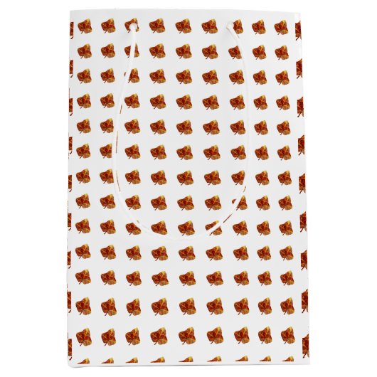 秋の葉柄 – 白エレガント植物学 ミディアムペーパーバッグ (正面)