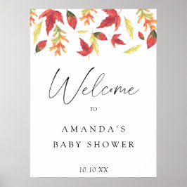秋の葉歓迎ベビーシャワーパーティー ポスター
