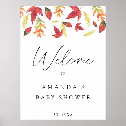 秋の葉歓迎ベビーシャワーパーティー ポスター (正面)