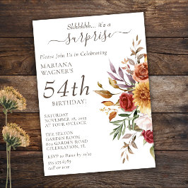 秋の葉秋の色ホワイトサプライズ誕生日 招待状