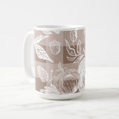 秋の葉秋の花とカボチャントゥーププレイド コーヒーマグカップ (正面左)