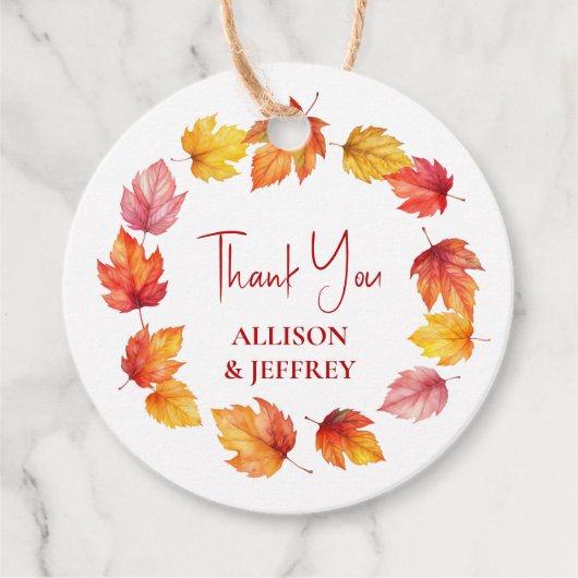 秋の葉秋モダンの結婚焦げ錆 フェイバータグ (正面)