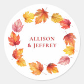 秋の葉秋モダンの結婚焦げ錆 ラウンドシール (正面)