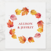 秋の葉秋モダンの結婚焦げ錆 ワインラベル (シングルラベル)