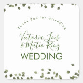 秋の葉秋秋の緑ありがとう スクエアシール (正面)