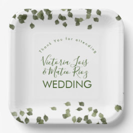 秋の葉秋秋の緑ありがとう ペーパープレート