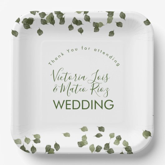 秋の葉秋秋の緑ありがとう ペーパープレート (正面)