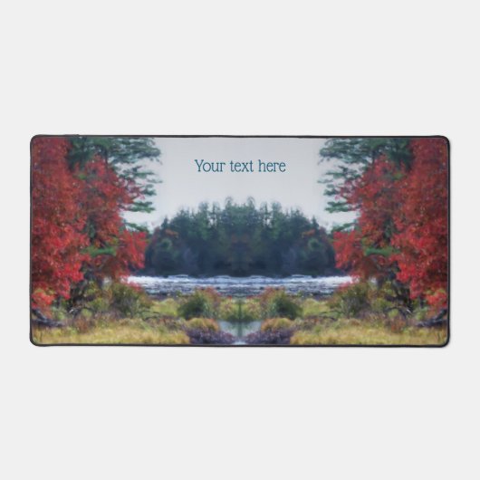 秋の葉絵画池の自然パーソナライズされた芸術 デスクマット (正面)