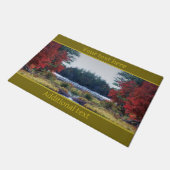 秋の葉絵画池の自然パーソナライズされた芸術 ドアマット (アングル)