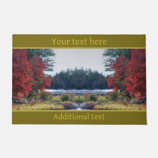 秋の葉絵画池の自然パーソナライズされた芸術 ドアマット (正面)