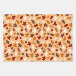 秋の葉菜の幸せな感謝祭 ラッピングペーパーシート