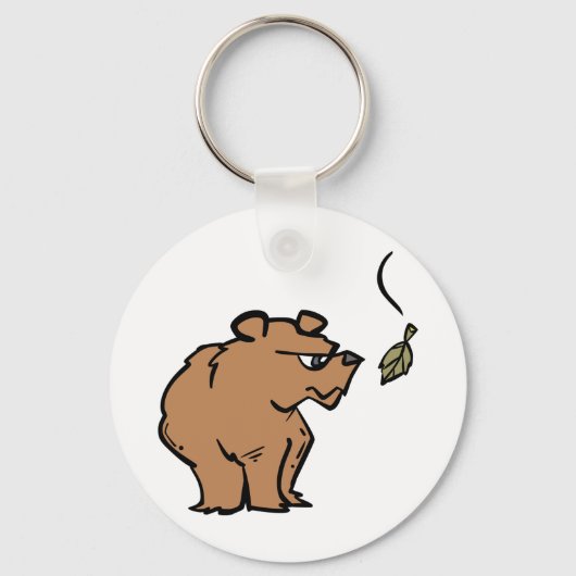 秋の葉落ちるアカグマかわいい野生動物 キーホルダー (裏面)