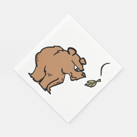 秋の葉落ちるアカグマかわいい野生動物 スタンダードランチョンナプキン (角)