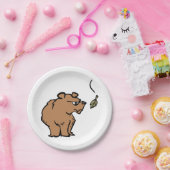 秋の葉落ちるアカグマかわいい野生動物 ペーパープレート (パーティー)