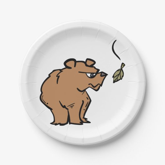 秋の葉落ちるアカグマかわいい野生動物 ペーパープレート (正面)
