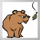 秋の葉落ちるアカグマかわいい野生動物 ポスター (正面)