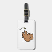 秋の葉落ちるアカグマかわいい野生動物 ラゲッジタグ (正面縦)