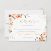 秋の葉金ゴールドフローラ結婚テラコッタ 出欠カード (正面)