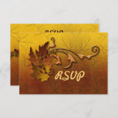 秋の葉金ゴールド結婚ズ 出欠カード (正面/裏面)