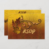 秋の葉金ゴールド結婚ズ 出欠カード (正面/裏面)