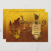 秋の葉金ゴールド結婚ズ 招待状 (正面/裏面)