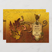 秋の葉金ゴールド結婚ズ 招待状 (正面/裏面)