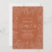 秋の葉 |モダン秋誕生日パーティー 招待状 (正面)