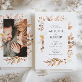 秋の葉「恋に落ちる」写真結婚の 招待状