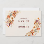 秋の葉 紅葉 水彩画 結婚式 サンキューカード (正面)