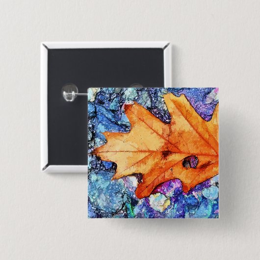 秋の葉 缶バッジ (正面&裏面)